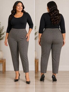 Pari Passu Wool Blend Ankle Pants Size 16 Houndstooth Stretch Workwear